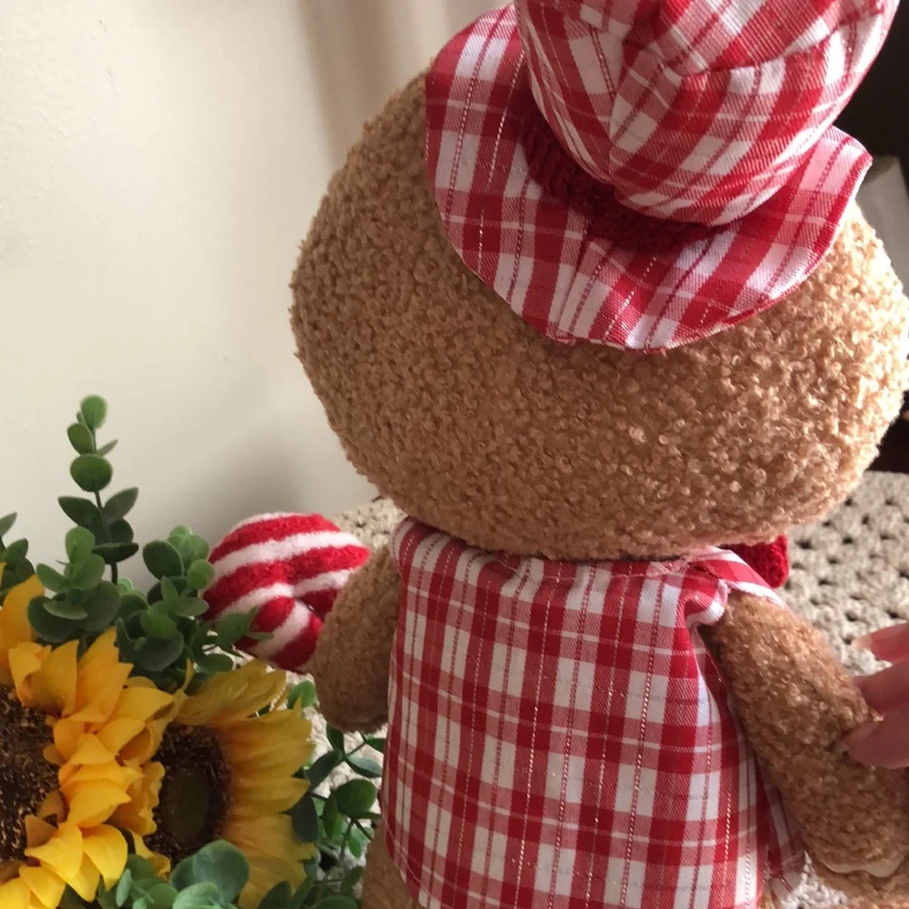 Plaid Gingerbread Man Plush Shelf Sitter Christmas Holiday Home Decor NEW